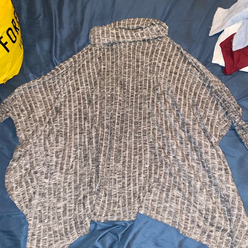 Gray and Black Turtleneck Sweater